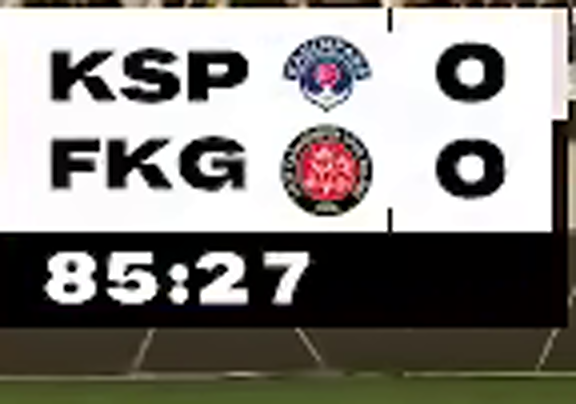 Scoreboard evidence crop: KSP - FKG 0-0 at 85:27