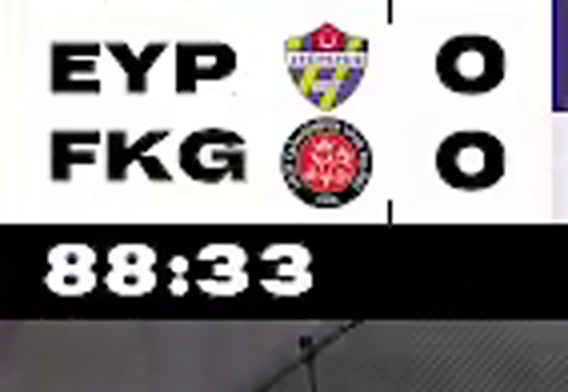 Scoreboard kanıt kesiti: EYP - FKG 0-0, dakika 88:33