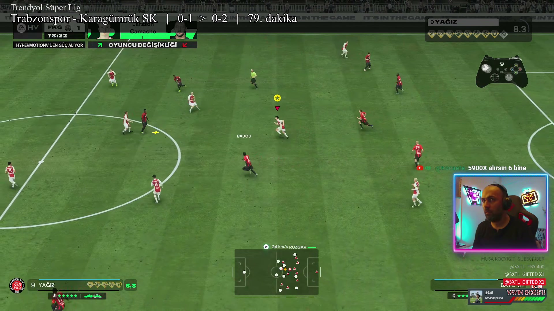 Real recap frame from a second match of the same night, with automatic match header